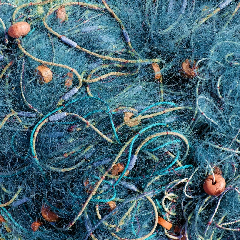 Blaues Firschernetz aus Nylon.